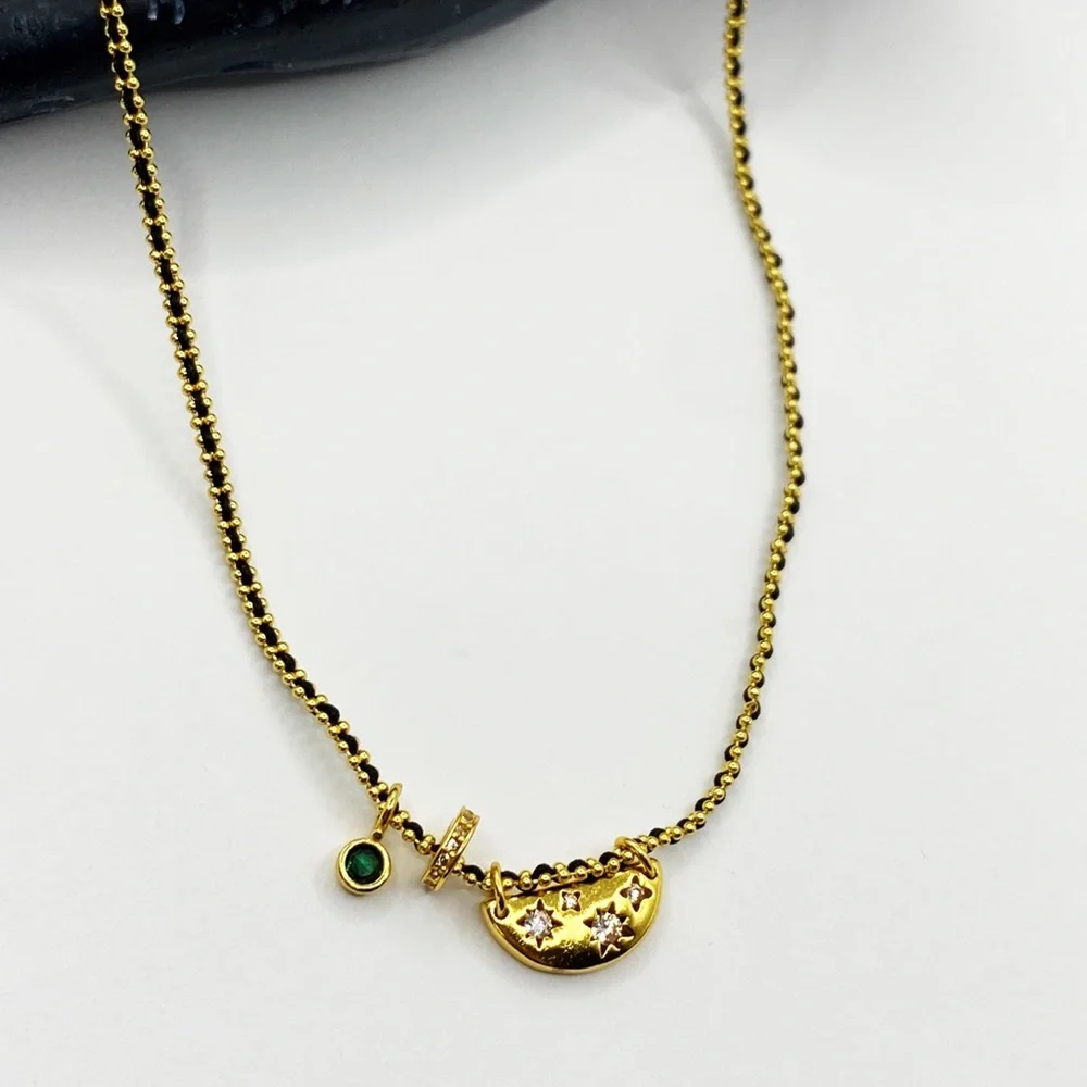 NEW Gold Crescent Moon & Star Pendant Layering Necklace